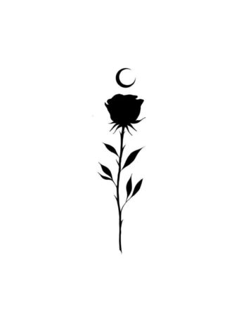 Moon & Rose Minimal Tattoo